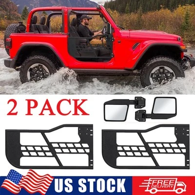 Steel Tubular Doors Trail Guards + Mirrors for 2018-2024 Jeep Wrangler JL 2 Door - Imagem 1 de 4