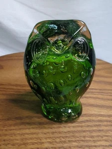Grün Kunst Glas 3" groß Eule kontrolliert Blasen Briefbeschwerer mundgeblasen  - Bild 1 von 11