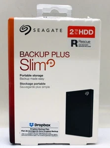 Seagate 2TB Backup Plus Slim Portable External Hard Drive USB 3.0, Black - Afbeelding 1 van 6