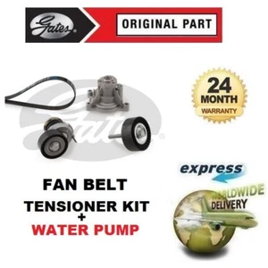 GATES FAN BELT TENSIONER KIT + WATER PUMP for SKODA SUPERB II 1.4 TSi 2008-2015 - Picture 1 of 4