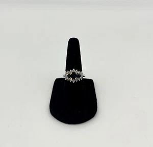 Sapphire & White Topaz Ring, 2 CTW 925 Silver - Picture 1 of 12