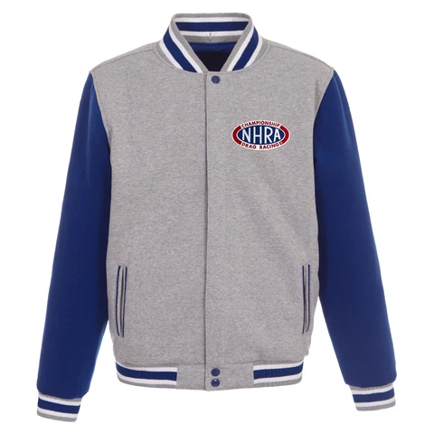 NHRA Reversible Full Snap Fleece Jacket JHD 2 Front Embroidered Patch Logos Cover