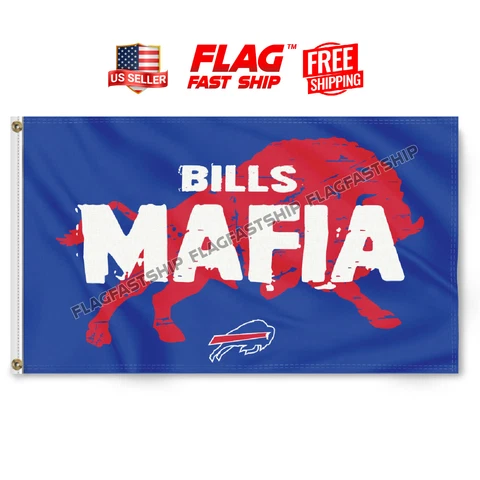 Buffalo Bills MAFIA 3x5 ft Flag Banner w Grommet Pro Design NFL FREE Shipping Cover