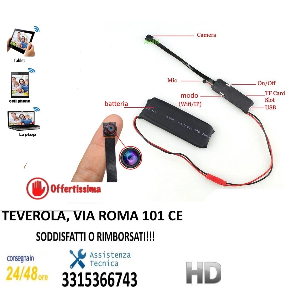 MINI TELECAMERA WIFI da sorveglianza MINI CAMERA WIRELESS NASCOSTA SPY IP  - Immagine 1 di 1
