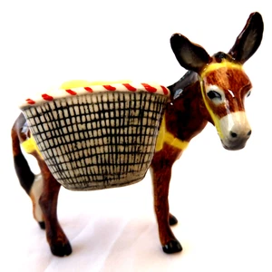 KLIMA K955 Miniature statuette en porcelaine - ANE MARRON PANIER ET ANON DONKEY - Picture 1 of 3