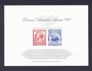 1984 AUSIPEX REPLICA CARD UNISSUED AUSTRALIAN STAMPS 1914 PRE-DECIMAL STAMPS - Picture 1 of 2