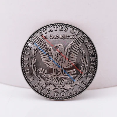 10pc 1-1/2 " Antique Silver Morgan Head Eagle Dollar Screwback Replica Concho - Image 1 of 4