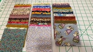Lot#81-4" squares-48 different prints, minimum of 3 cuts each, many have more - Picture 1 of 2