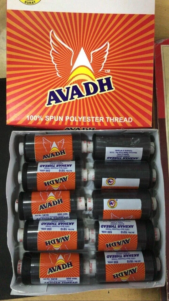 Avadh Thread Spool Polyester thread, BLACK suitable for all types of sewing - Image 1 of 3