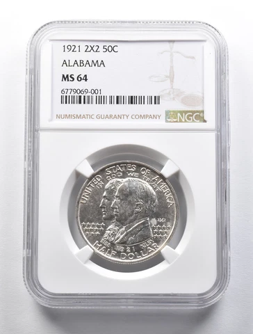 MS64 1921 Alabama Centennial Commemorative Half Dollar 2X2 NGC *2224 Cover