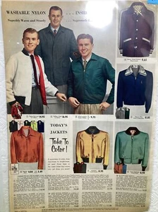 1955 MCM Mens Jackets Color Examples Drizzler Motorcycle Jackets Catalog Page - Picture 1 of 3