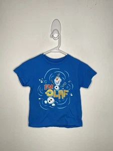 Disney Frozen Olaf Shirt Girls Size Small 6 Blue Short Sleeve Snowman - Picture 1 of 4