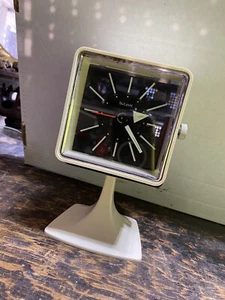 Vintage BULOVA Mid Century Electronic Alarm Clock, Tulip Base Mid Century - Picture 1 of 9