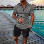 Casual Men's Summer Outfit Collar T Shirts And Shorts Set Fashionable Sport Set
