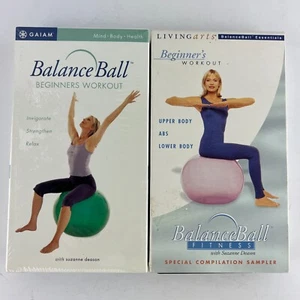 GAIAM & Living Arts Fitness Balance Ball Beginners Exercise Workout VHS Tape Lot - Picture 1 of 2