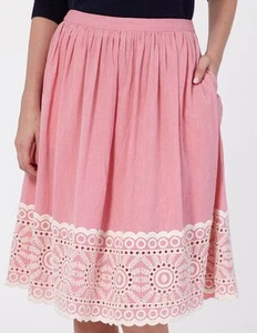 128,00 $ Boden Damen Rock 100 % Baumwolle ausgestellt A-Linie Größe UK 14 P US 10 P NEU - Bild 1 von 9