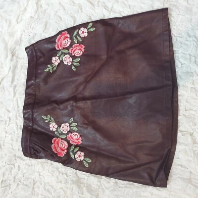 New Look Size 8 Burgandy Leather Look Skirt - Image 1 of 2