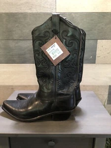 Old West Cowboy Boots Womens Stitching Leather Insole Black LF1579 - Size 9 - Picture 1 of 11