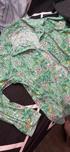 Cat & jack Boys XL Large Button Down Pink Floral Green Long Sleeve Shirt Sz 14 - Picture 1 of 3