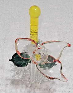 Glass Bell With Glass Flower Coming Out Of One Side J2 - Picture 1 of 6