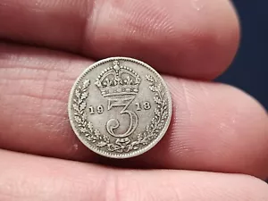 GREAT BRITAIN - 3 PENCE 1918 - SILVER COINS - Picture 1 of 4