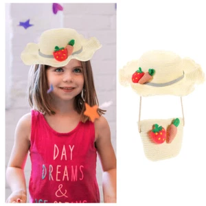Straw Sun Hat Set Girl Toddler Sun-Shading Children Bag Kit Cap Kids - Picture 1 of 12