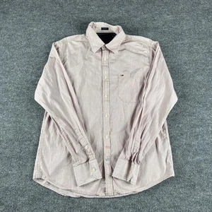 Tommy Hilfiger Shirt Mens Size Large Pink Striped Long Sleeve Button Up Regular - Picture 1 of 7