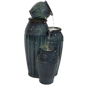 Tour de Vase Ceramic Pot Water Fountain with LED Lights - 27 in by Sunnydaze - Picture 1 of 10