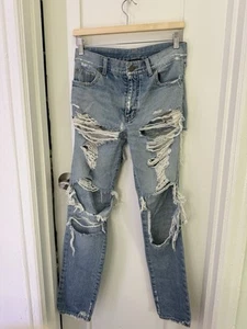 SAINT LAURENT D10  Distressed Jeans - Picture 1 of 4