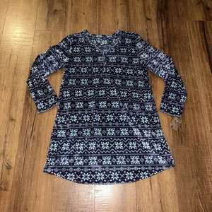 Nuova camicia da notte Croft & Barrow blu fiocchi di neve donna media intima morbidissima - Foto 1 di 20