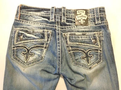 ROCK REVIVAL DESTIN HOMBRE 32 X 30 DESGASTADO PIERNA RECTA AZUL JEANS SIN LÁGRIMAS Foto 1 de 4