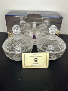 Candy Dish Set 2 24% Lead Crystal Zajecar Trinket With Lid Made In Yugoslavia - Picture 1 of 22
