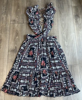 Anthropologie Let Me Be Cutout Pleated Maxi Dress Lace Up Back Medium WW118 - Image 1 of 4