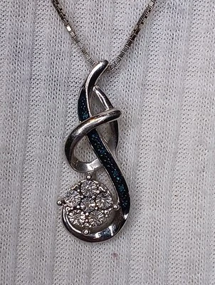 Collar colgante de plata esterlina Kay Jewlers de colección con diamantes azules y blancos de 19,5 pulgadas Foto 1 de 4