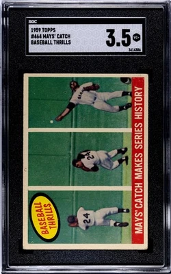 1959 Topps 464 Mays' Catch Baseball Thrills SGC 3.5 - Image 1 of 2