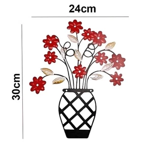 Simulated Flower Iron Wall Ornament Red 30 by 24cm for Living Room Walls - Picture 1 of 7