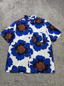 Gap Shirt Men Medium Floral Watercolor Linen Hawaiian Tropical Loop Collar Vtg - Picture 1 of 9
