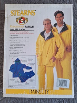 Stearns Rainjammer Dry-Wear Rainsuit Yellow Waterproof w/Hood Medium RW-8176 - Image 1 of 4