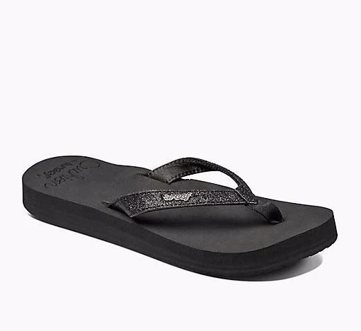 NUEVO REEF Mujer Estrella Cojín Chanclas Sandalia Negra 1392 Talla 6 Nuevo Foto 1 de 4