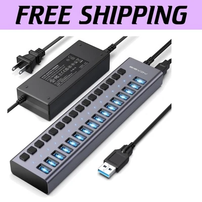 High-Speed USB 3.1 Hub with 16 Ports – Independent Switches & 96W Power Supply - Image 1 of 4