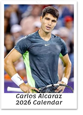 Carlos Alcaraz 2026 A3 Wall Calendar – Tennis Star Poster-Style Fan Gift
