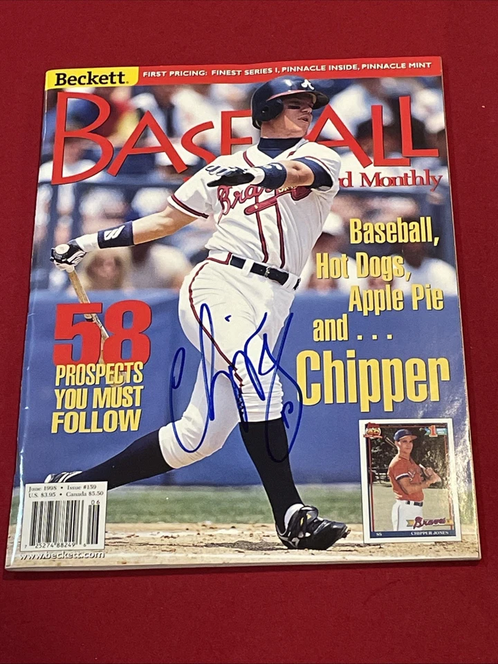 Autographed Beckett Baseball Magazine Signed Hall of Famer Chipper Jones June 96 - Image 1 of 1