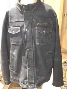 Levi's Men's XL Quilted Denim Jacket Dark Blue, Snap Buttons, Zipper Pockets - Picture 1 of 12