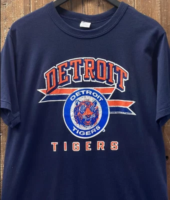 Detroit Tigers Vintage 1988 Logo Champion Tee Navy Reprint  AN59516 - Image 1 of 2