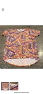 Lularoe Shirt Girls 14 Short Sleeve Geometric Gracie Purple - Picture 1 of 2