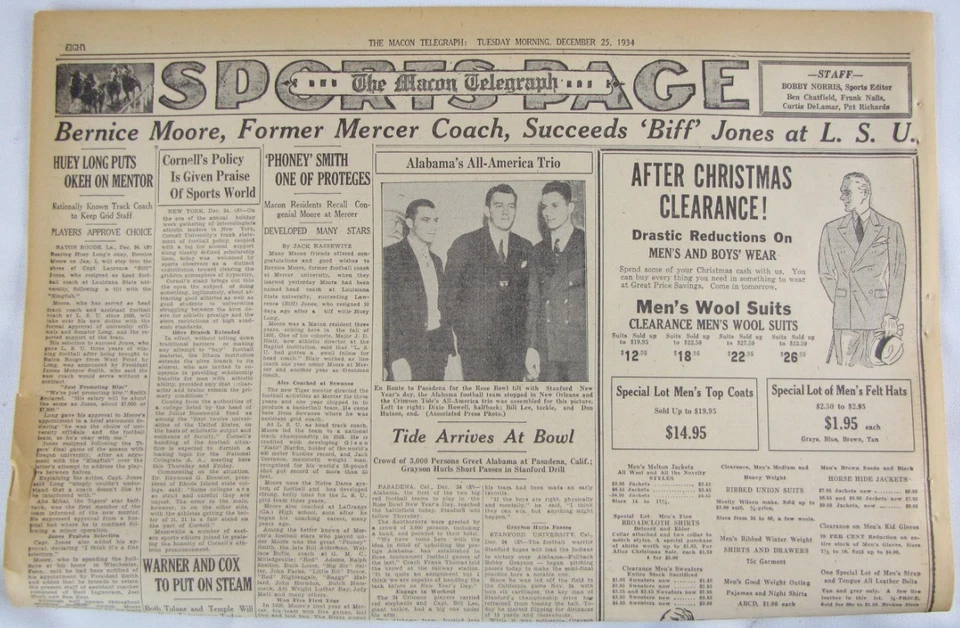 De colección 1934 Alabama Crimson Tide - Periódico Rose Bowl Champions Foto 1 de 4