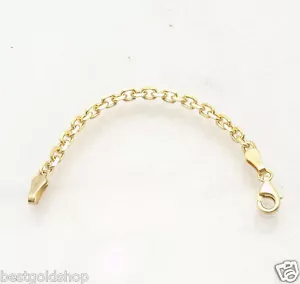 3 mm Schwerlast Massiv Kabel Kette Halskette Verlängerungsverschluss Echt 14K Gelbgold - Bild 1 von 4