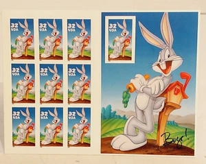 Vtg 1997 US 32cent Bugs Bunny pane of 9 with 10th stamp- mint - Bild 1 von 3