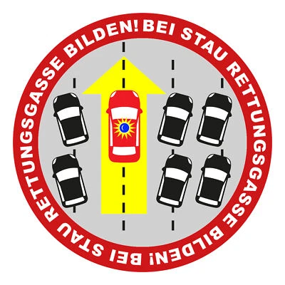 FINEST-FOLIA Set 2 adesivi ""In caso di ingorgo formare vicolo di salvataggio"" rosso sticker veicolo veicolo R099