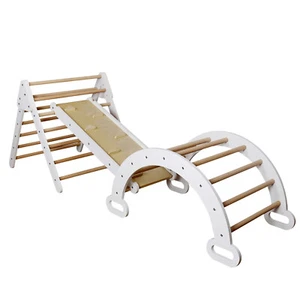 3in1 Montessori Spielcenter Kletterbogen Kletterdreieck mit Rampe Schaukelwippe - Bild 1 von 5